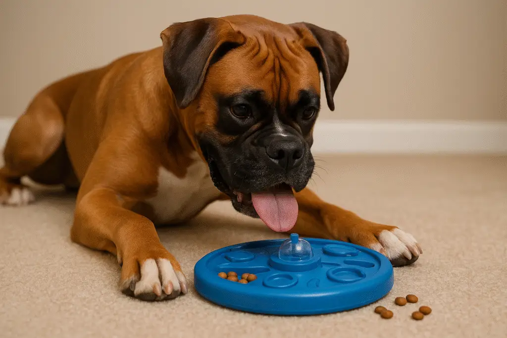 Boxer se alimentando com calma