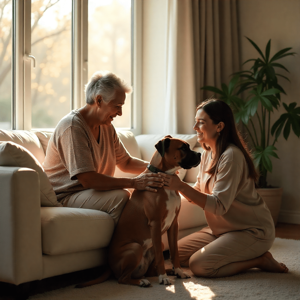 Cachorro Boxer com familia
